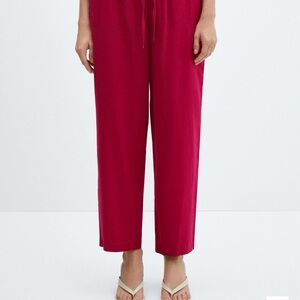 Mango Fuchsia Straight Linen Blend Pants Size Small NWT